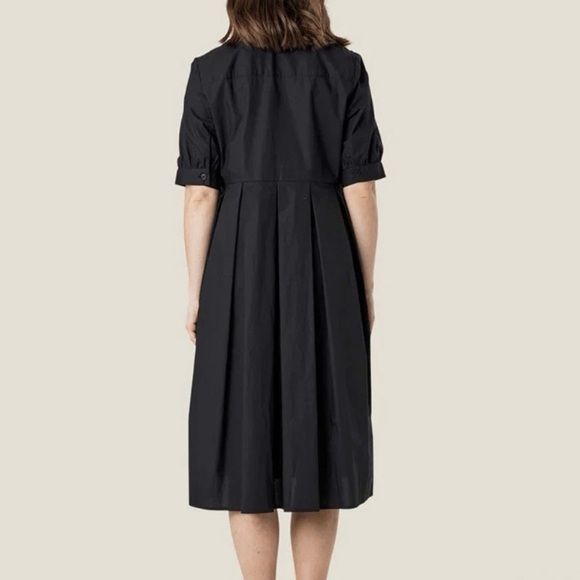 Masai Copenhagen Nebina Black Pleated Collared A-line Shirt Dress Buttons Size S - Picture 3 of 7